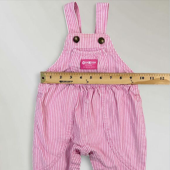 Vtg Baby B'gosh by Oshkosh Overalls Pink White Striped Made in USA Size 6-9 Mo - Picture 8 of 9